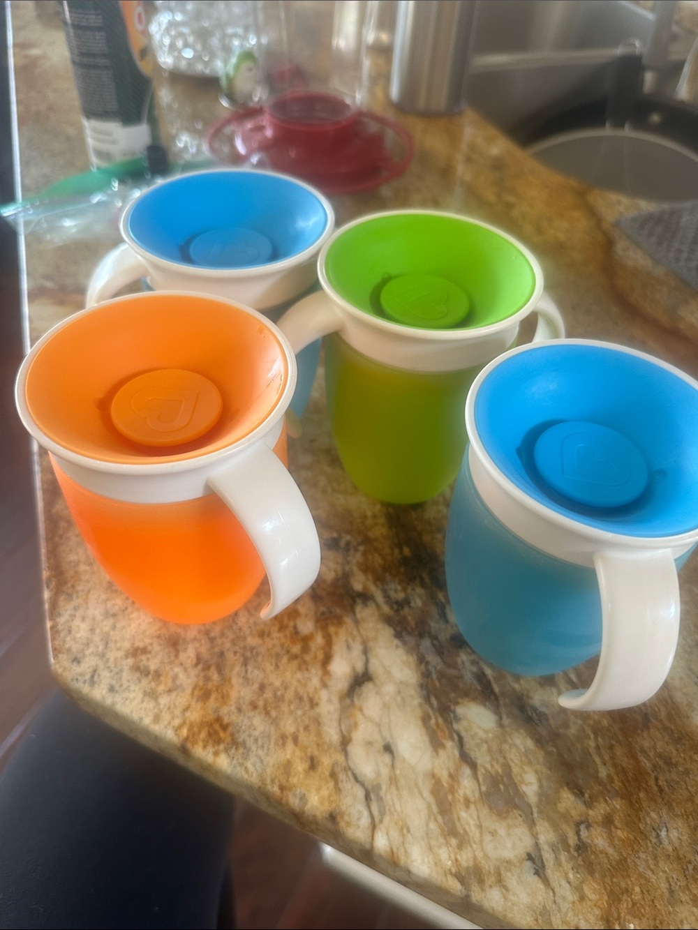 Munchkin Bright Silicone Toddler Mugs in Orange, Blue, Green